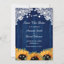 Navy Blue Sunflower Eucalyptus Weddenschap Save The Date