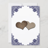 Navy Blue Sunflower Floral Lace Rustic Wedding Kaart (Achterkant)