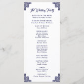 Navy Blue Sunflower Floral Lace Wedding Program Programmakaart (Achterkant)