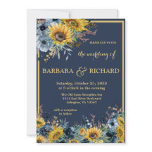 Navy Blue Sunflower Floral Wedding
