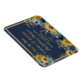 Navy Blue Sunflower Floral Wedding Save Date Magneet (Rechterzijde)