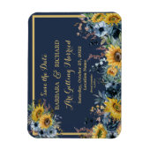 Navy Blue Sunflower Floral Wedding Save Date Magneet (Verticaal)