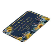 Navy Blue Sunflower Floral Wedding Save Date Magneet (Linkerzijde)