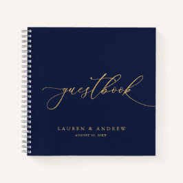 Navy Blue & Sunflower Gold Wedding Guestbook Notitieboek