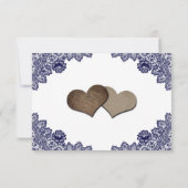 Navy Blue Sunflower Lace Wedding Meal Choice RSVP Kaartje (Achterkant)