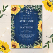 Navy Blue Sunflower Licht Rustic Wedding Kaart
