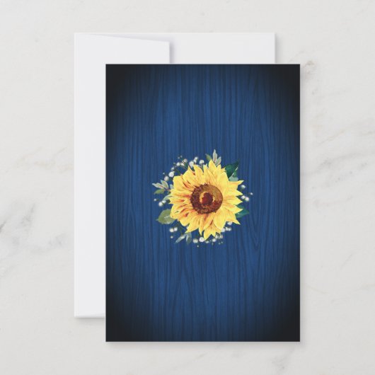 Navy Blue Sunflower Licht Rustic Wedding Save The Date (Achterkant)