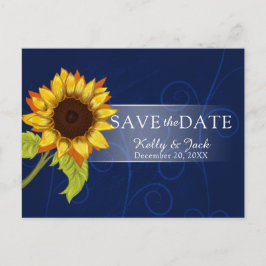 Navy Blue Sunflower/RSVP Wedding Briefkaart
