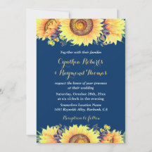 Navy Blue Sunflower Rustic Romantic Wedding