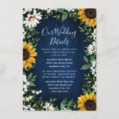 Navy Blue Sunflower Rustic Wedding Informatiekaartje (Voorkant)
