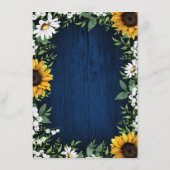 Navy Blue Sunflower Rustic Wedding Informatiekaartje (Achterkant)