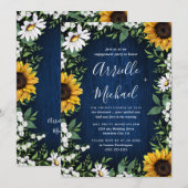 Navy Blue Sunflower Rustieke Boho Engagement Party Kaart (Voorkant / Achterkant)