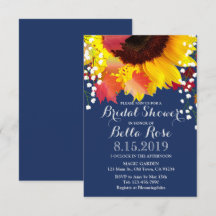 Navy Blue Sunflower Vrijgezellenfeest Invite