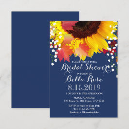 Navy Blue Sunflower Vrijgezellenfeest Invite Kaart