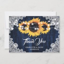 Navy Blue Sunflower Weddenschap Hartelijk dank Bedankkaart