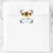 Navy Blue Sunflower Weddenschap Hartelijk dank Vierkante Sticker (Tas)