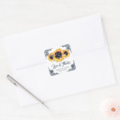 Navy Blue Sunflower Weddenschap Hartelijk dank Vierkante Sticker (Envelop)