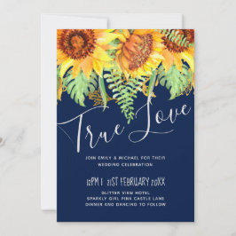 Navy Blue Sunflower Wedding Modern Budget