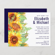 Navy Blue Sunflower Wedding Modern Budget