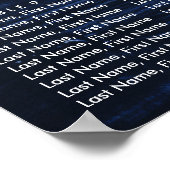 Navy Blue Sunflower Wedding Seating Chart 12 Poster (Hoek)