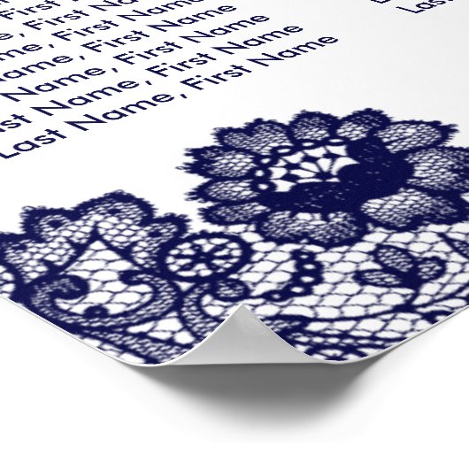 Navy Blue Sunflower Wedding Seating Chart 12 Poster (Hoek)