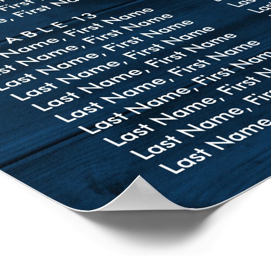 Navy Blue Sunflower Wedding Seating Chart 16 Poster (Hoek)