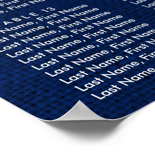 Navy Blue Sunflower Wedding Seating Plan 16 Poster (Hoek)