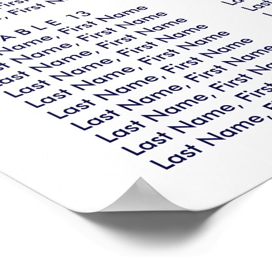 Navy Blue Sunflower Wedding Seating Plan 16 Poster (Hoek)