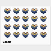 Navy Blue Sunflower Wood Burlap Lace Hart Sticker (Vel)