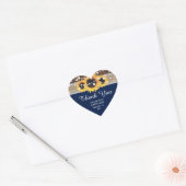 Navy Blue Sunflower Wood Burlap Lace Hart Sticker (Envelop)
