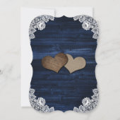 Navy Blue Sunflower Wood String Lights Wedding Kaart (Achterkant)