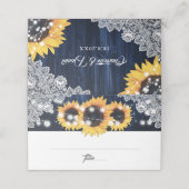 Navy Blue Sunflower Wood String Lights Wedding Plaatskaartje (Buitenkant ongevouwen)
