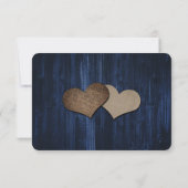Navy Blue Sunflower Wood String Lights Wedding RSVP Kaartje (Achterkant)