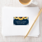 Navy Blue Sunflower Wood Wedding Address Labels (Insitu)
