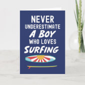 Navy Blue Surfer Cards For Kids Boys Surfing Surf Kaart (Voorkant)