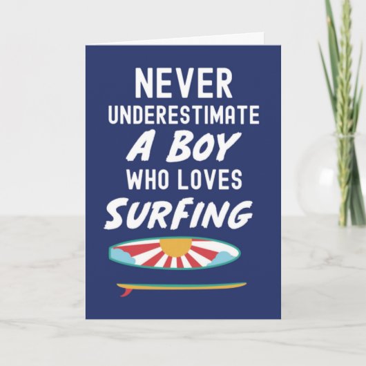 Navy Blue Surfer Cards For Kids Boys Surfing Surf Kaart (Voorkant)