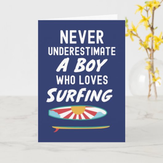 Navy Blue Surfer Cards For Kids Boys Surfing Surf Kaart (Gele Bloem)