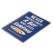 Navy Blue Surfer Gifts For Kids Boys Surfing Surf Notitieboek (Linkerzijde)