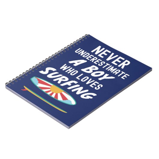 Navy Blue Surfer Gifts For Kids Boys Surfing Surf Notitieboek (Linkerzijde)