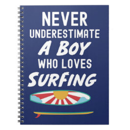 Navy Blue Surfer Gifts For Kids Boys Surfing Surf Notitieboek