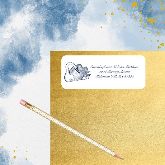 Navy Blue Swan Return-adres Etiket