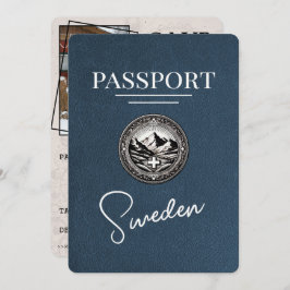 Navy Blue Sweden Passport Bewaar de datum Save The Date