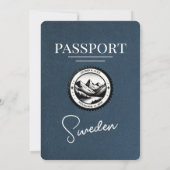 Navy Blue Sweden Passport Uitnodiging voor een bru (Achterkant)