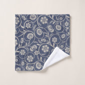 Navy Blue Swirl Flowers Bad Handdoek (Wasdoekje)