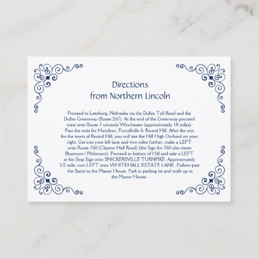 Navy Blue  Swirls Detail Behuizing Kaarten | (Achterkant)