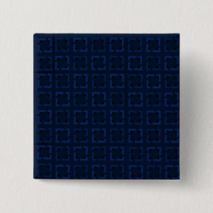 Navy blue symmetrisch abstract mode patroon vierkante button 5,1 cm