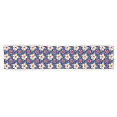 Navy Blue Table Runner met Cream Flowers Korte Tafelloper (Horizontaal)