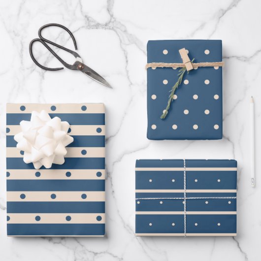 Navy Blue Tan Beige Gifts voor hem Inpakpapier Vel (Voorkant)