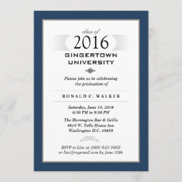 Navy Blue & Tan formele afstudeerfeest uitnodigen Kaart