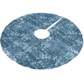Navy Blue Tapa: Tribal Fabric Abstract Kerstboom Rok (Gekanteld)